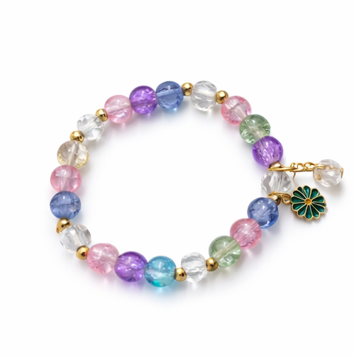 Cute Panda Charm Beaded Bracelet – White Pearl Style Elastic Wrist Jewelry for Girls