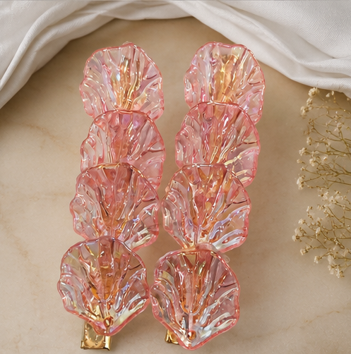 Cute pink Flower Hair Clips Set – Floral Hair Accessories for Girls & Women