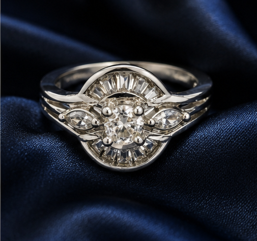 Silver-Toned Adjustable CZ Crystal Finger Ring for Women | Elegant Floral Solitaire Design | Party, Wedding & Daily Wear